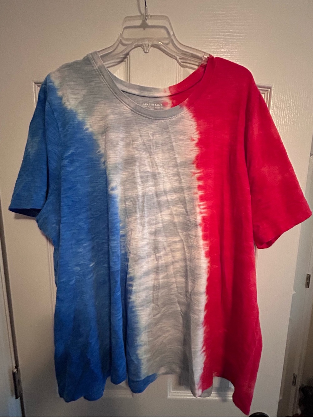 Lane Bryant Red White Blue Tie-Dye Short Sleeve Tee